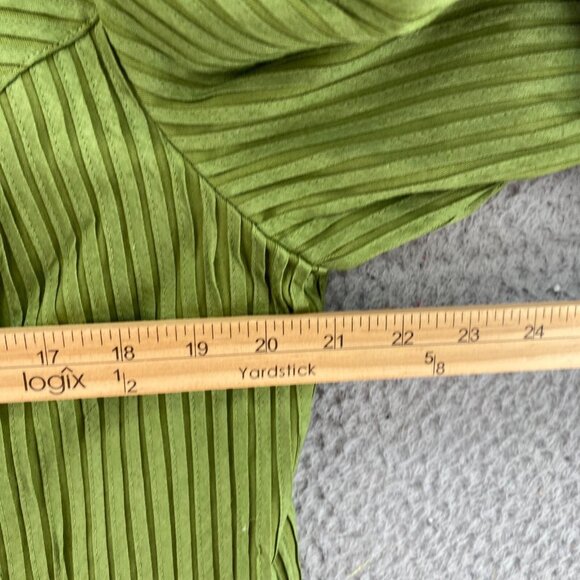 Chicos Blazer Womens 2 US 12 Green Ribbon Stripe Texture Button Stretch Office - Picture 7 of 9